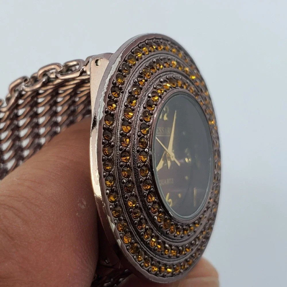 Kessaris Dark Brown Dial Mesh Bands 34MM Round‎ Case 7